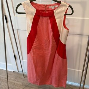 Size 6 Boden Red and Pink Sleeveless Midi Dress